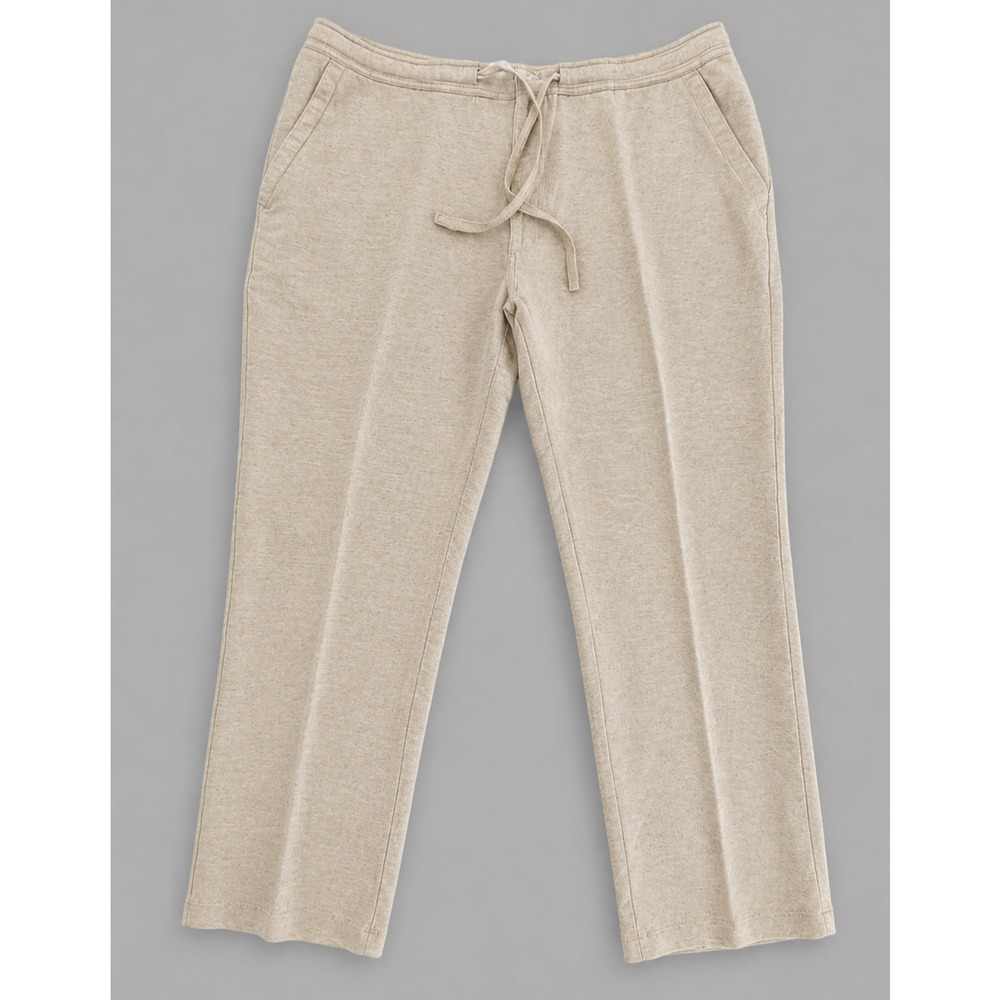Cubavera Womens XL Linen Blend Pants Beige Drawstring Elastic Waist Casual Beach